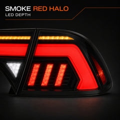 2006-2011 Honda Civic 8th Gen Sedan Sequential LED Tail Lights — smoke red halo lens detail06 — T-CIV8