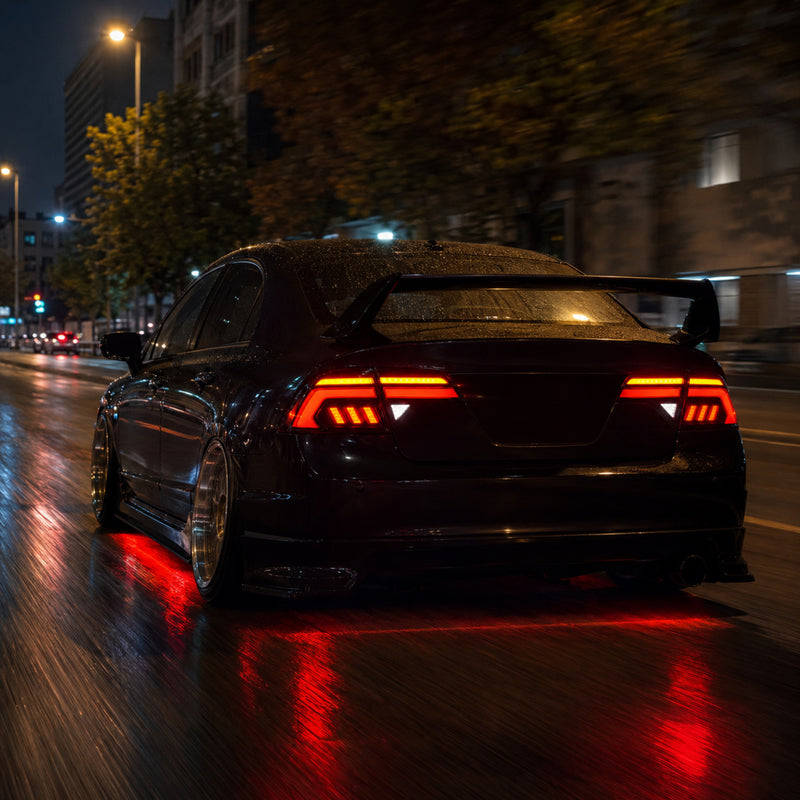 2006-2011 Honda Civic 8th Gen Sedan Sequential LED Tail Lights — smoke red halo night motion14 — T-CIV8