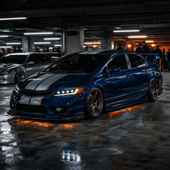 2006-2011 Honda Civic 8th Gen Sedan LED Multi Projector Headlights — clear white amber car meet side profile stripes r03 - H-CIV8-4P