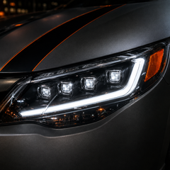 2006-2011 Honda Civic 8th Gen Sedan LED Multi Projector Headlights — clear white amber ultra close white DRL stripes r05 - H-CIV8-4P