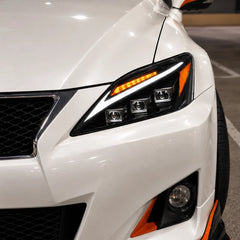 2006-2013 Lexus IS250 / IS350 / IS-F LED Triple Projector Headlights Assembly — Pair — DRL and turn signal — H-IS06-DB