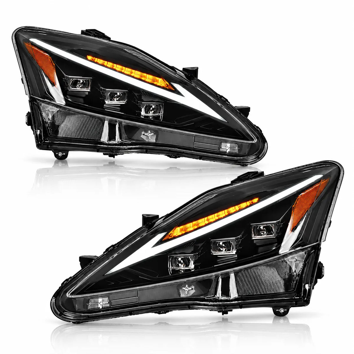 2006-2013 Lexus IS250 / IS350 / IS-F LED Triple Projector Headlights Assembly — Pair — product main image — H-IS06-DB