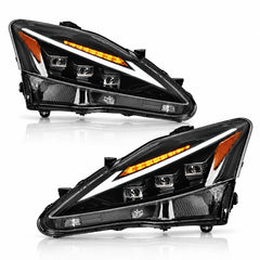 2006-2013 Lexus IS250 / IS350 / IS-F LED Triple Projector Headlights Assembly — Pair — product main image — H-IS06-DB