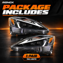 2006-2013 Lexus IS250 / IS350 / IS-F LED Triple Projector Headlights Assembly — Pair — package includes — H-IS06-DB