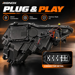 2006-2013 Lexus IS250 / IS350 / IS-F LED Triple Projector Headlights Assembly — Pair — plug and play connector — H-IS06-DB