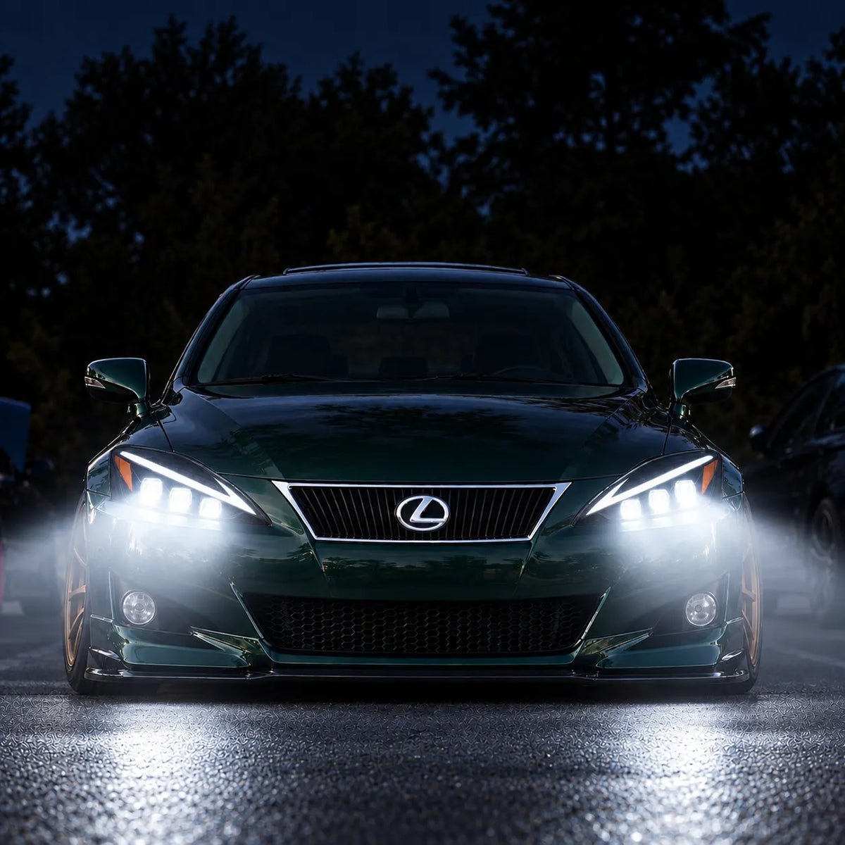 2006-2013 Lexus IS250 / IS350 / IS-F LED Triple Projector Headlights Assembly — Pair — vehicle showcase — H-IS06-DB