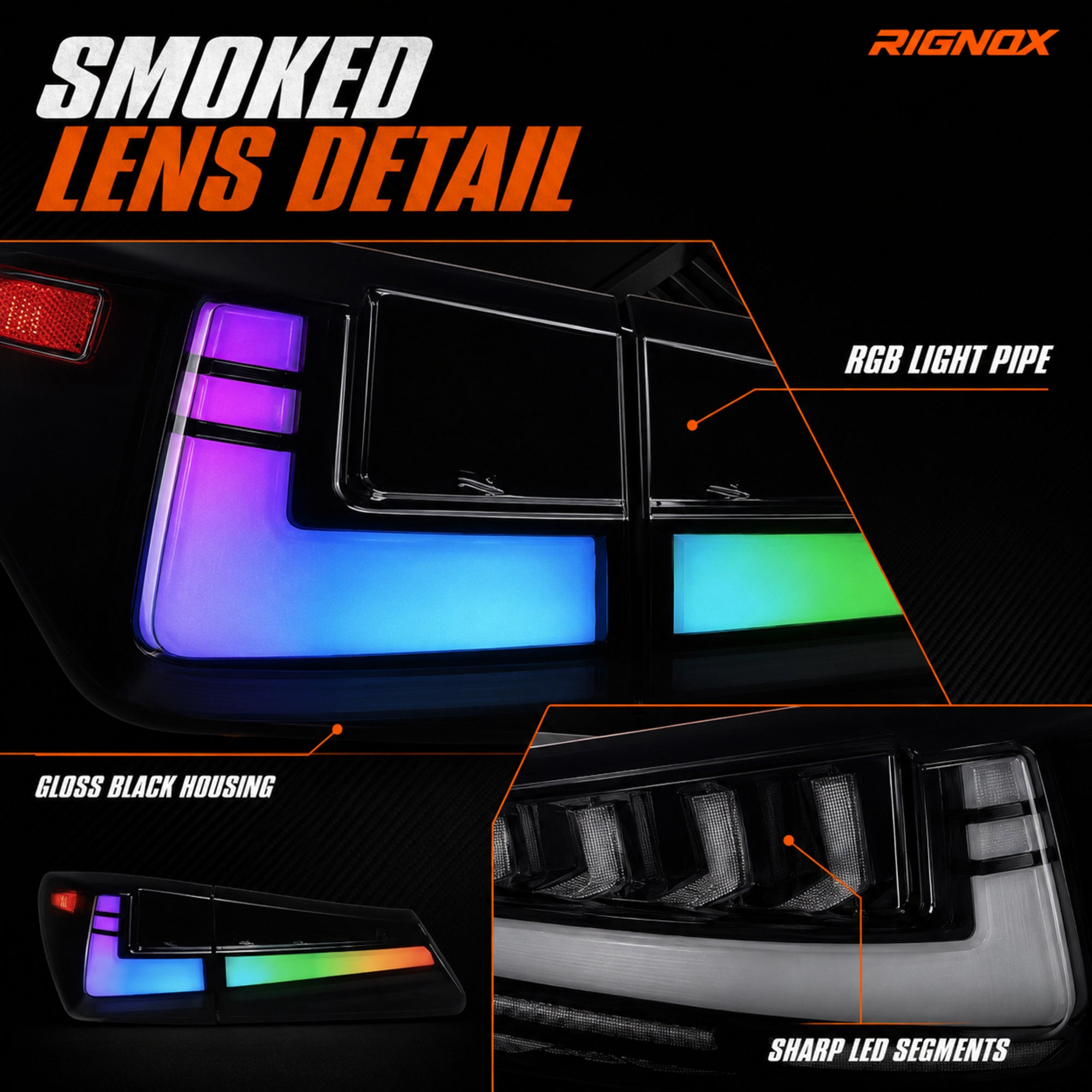 2006-2013 Lexus IS250 / IS350 / IS F Sequential LED Tail Lights — RGB lens detail - T-IS06-SRGB