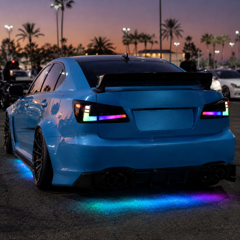 2006-2013 Lexus IS250 / IS350 / IS F Sequential LED Tail Lights — rgbsequential parking lot rear scene - T-IS06-SRGB