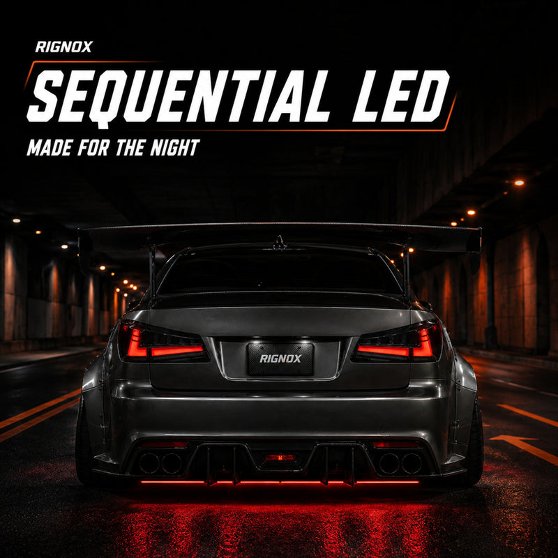 2006-2013 Lexus IS250 / IS350 / IS F Sequential LED Tail Lights — sequential LED text scene - T-IS06-SR
