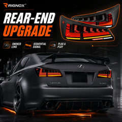 2006-2013 Lexus IS250 / IS350 / IS F Sequential LED Tail Lights — smoke sequential RGB key benefits summary - T-IS06-SR