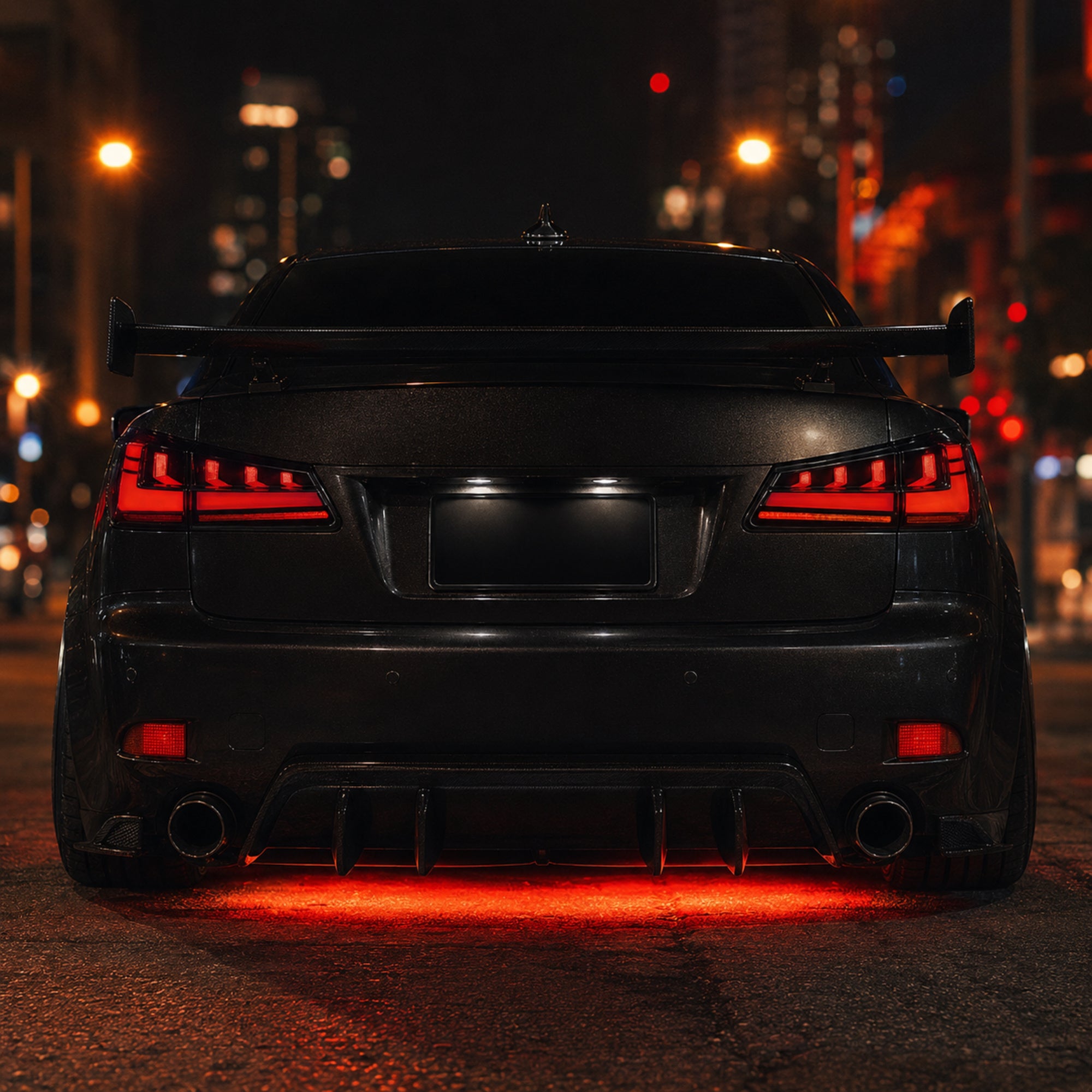 2006-2013 Lexus IS250 / IS350 / IS F Sequential LED Tail Lights — smoke sequential RGB night rear view - T-IS06-SR