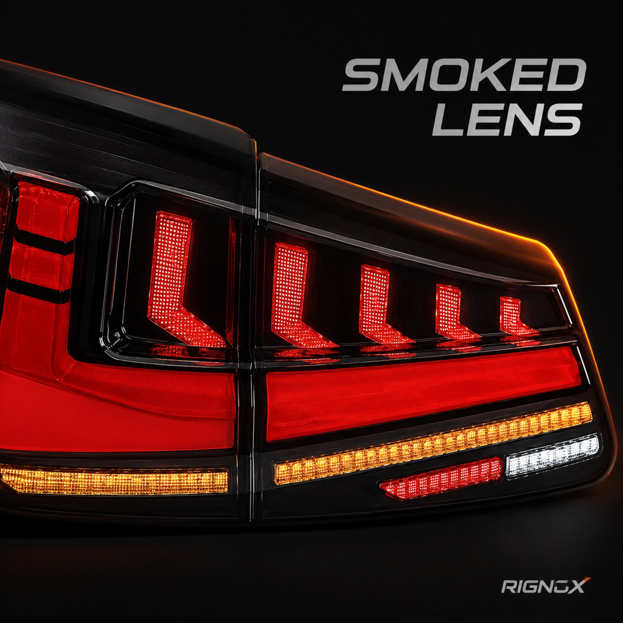 2006-2013 Lexus IS250 / IS350 / IS F Sequential LED Tail Lights — smoke sequential RGB smoked lens detail - T-IS06-SR