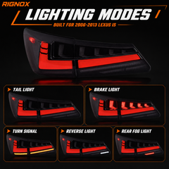 2006-2013 Lexus IS250 / IS350 / IS F Sequential LED Tail Lights — smoked red function - T-IS06-SR