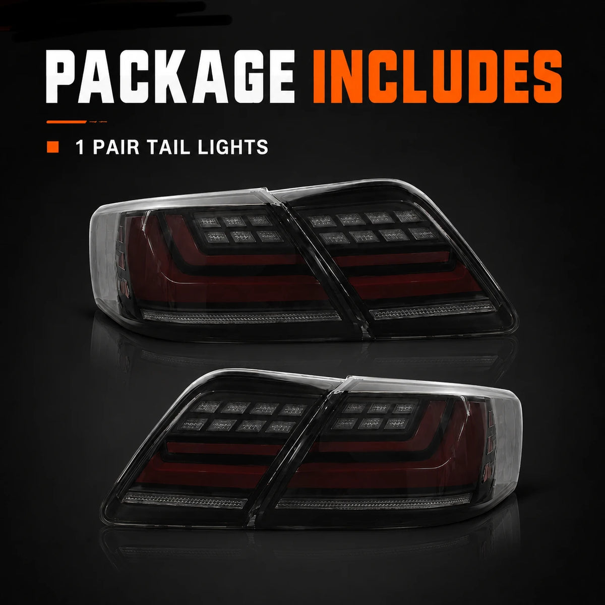 2007-2011 Toyota Camry XV40 Sequential LED Tail Lights Assembly — package includes — T-CAM07-DL-SR