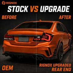 2013-2015 Honda Civic 9th Gen Sedan Sequential LED Tail Lights Assembly — before after comparison —T-CIV13-SR