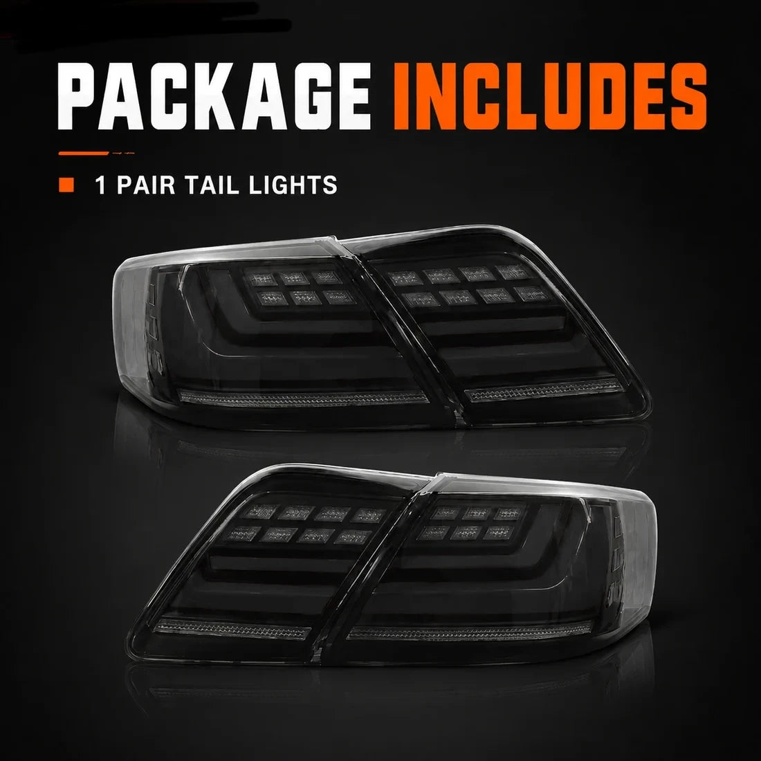 2007-2011 Toyota Camry XV40 Sequential LED Tail Lights Assembly — package includes — T-CAM07-DL-SW