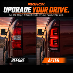 2007-2013 GMC Sierra 1500 & 2007-2014 Sierra 2500HD/3500HD (GMT900) LED Tail Lights Assembly — Pair — Before and After Comparison — T-SRA07-SR