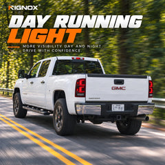 2007-2013 GMC Sierra 1500 & 2007-2014 Sierra 2500HD/3500HD (GMT900) LED Tail Lights Assembly — Pair — Daytime Driving Visibility — T-SRA07-SR