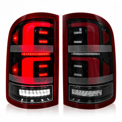 2007-2013 GMC Sierra 1500 & 2007-2014 Sierra 2500HD/3500HD (GMT900) LED Tail Lights Assembly — Pair — White Background Main Image — T-SRA07-SR