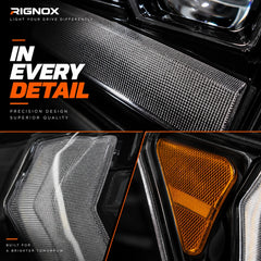 2007-2013 Toyota Tundra & 2008-2017 Sequoia LED Triple Projector Headlights — lens and side marker details — H-TUN07-3P