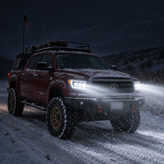 2007-2013 Toyota Tundra & 2008-2017 Sequoia LED Triple Projector Headlights — night beam installed view — H-TUN07-3P