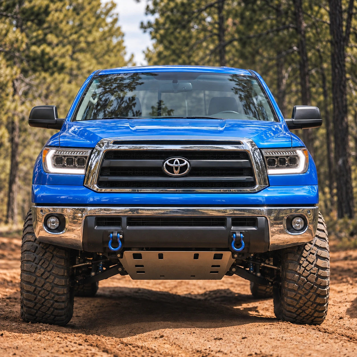 2007-2013 Toyota Tundra & 2008-2017 Sequoia LED Triple Projector Headlights — white DRL installed front view — H-TUN07-3P