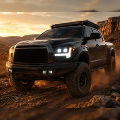 2007-2013 Toyota Tundra LED Dual Projector Headlights — black housing dust gravel offroad — H-TUN07