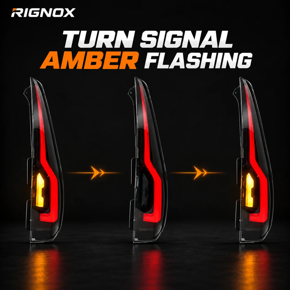 2007-2014 GMC Yukon & Cadillac Escalade LED Tail Lights Assembly — amber flashing turn signal sequence — T-YUK07-SR