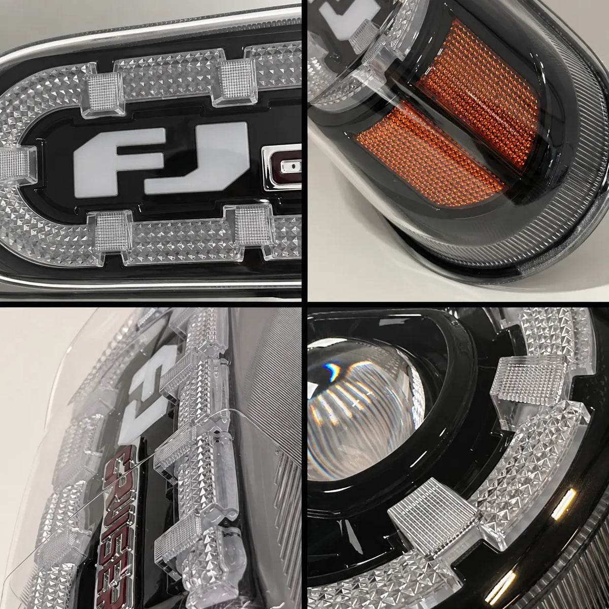 2007-2014 Toyota FJ Cruiser LED Projector Headlights Assembly — Pair — Close-Up Details — H-FJ07-SB