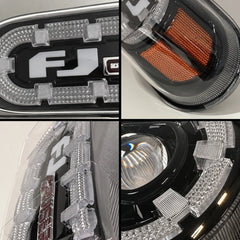 2007-2014 Toyota FJ Cruiser LED Projector Headlights Assembly — Pair — Close-Up Details — H-FJ07-SB