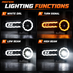 2007-2014 Toyota FJ Cruiser LED Projector Headlights Assembly — Pair — Lighting Functions — H-FJ07-SB