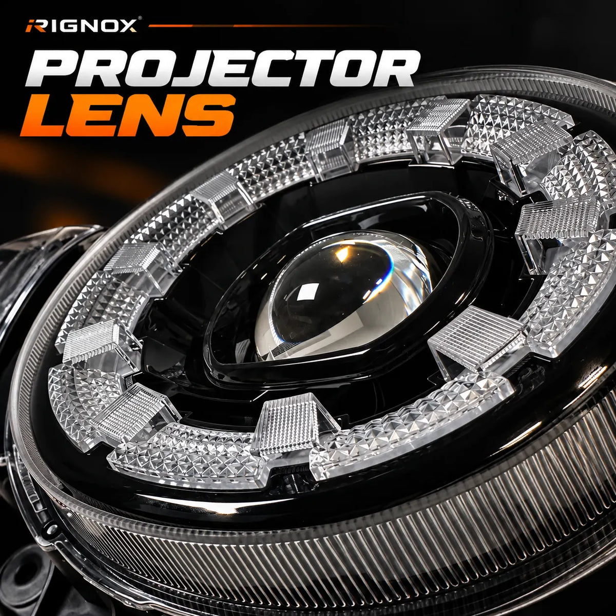 2007-2014 Toyota FJ Cruiser LED Projector Headlights Assembly — Pair — Projector Lens Detail — H-FJ07-SB
