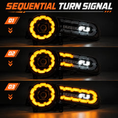 2007-2014 Toyota FJ Cruiser LED Projector Headlights Assembly — Pair — Sequential Turn Signal — H-FJ07-SB