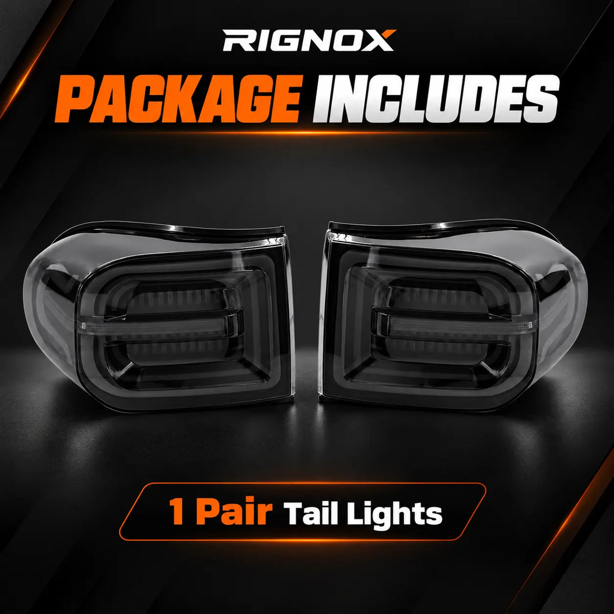 2007-2014 Toyota FJ Cruiser Sequential LED Tail Lights Assembly — Pair (Halo - Smoked RGB) — One pair of tail lights included — T-FJ-HL-SRGB