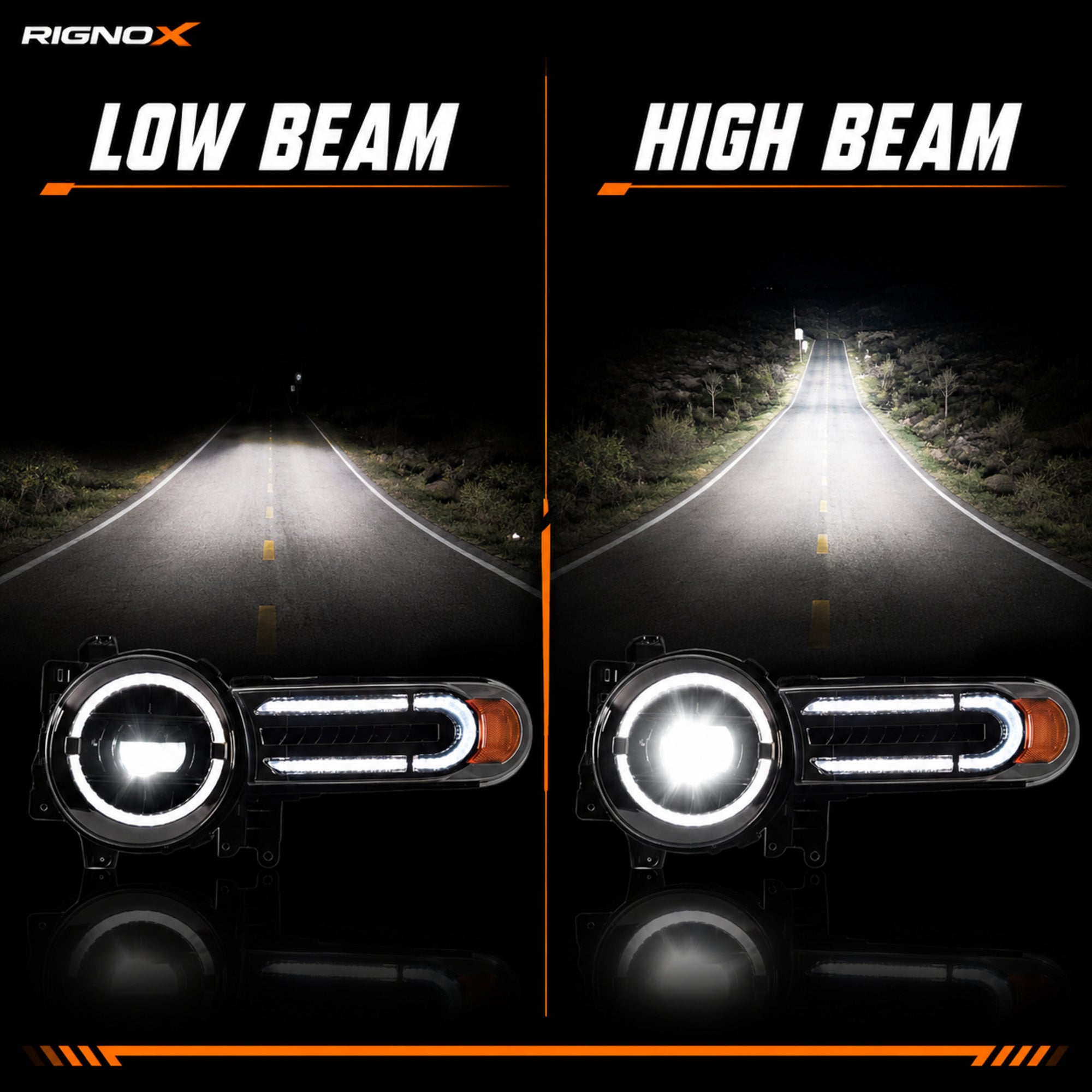 2007-2014 Toyota FJ Cruiser LED Projector Headlights — clear white drlamber turn signal low high beam — H-FJ07