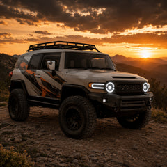2007-2014 Toyota FJ Cruiser LED Projector Headlights — clear white drlamber turn signal side front dusk — H-FJ07