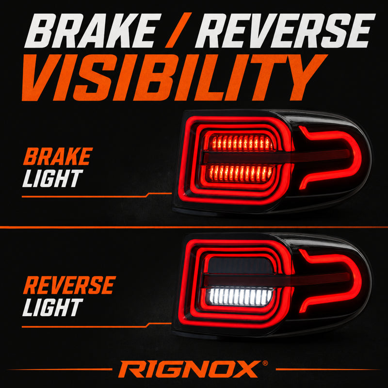 2007-2014 Toyota FJ Cruiser Sequential LED Tail Lights — smoke red function brake reverse visibility — T-FJ