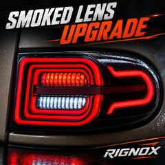 2007-2014 Toyota FJ Cruiser Sequential LED Tail Lights — smoke red supplement lens close up — T-FJ