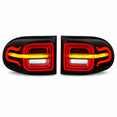 2007-2014 Toyota FJ Cruiser Sequential LED Tail Lights — smoke red white background lit — T-FJ