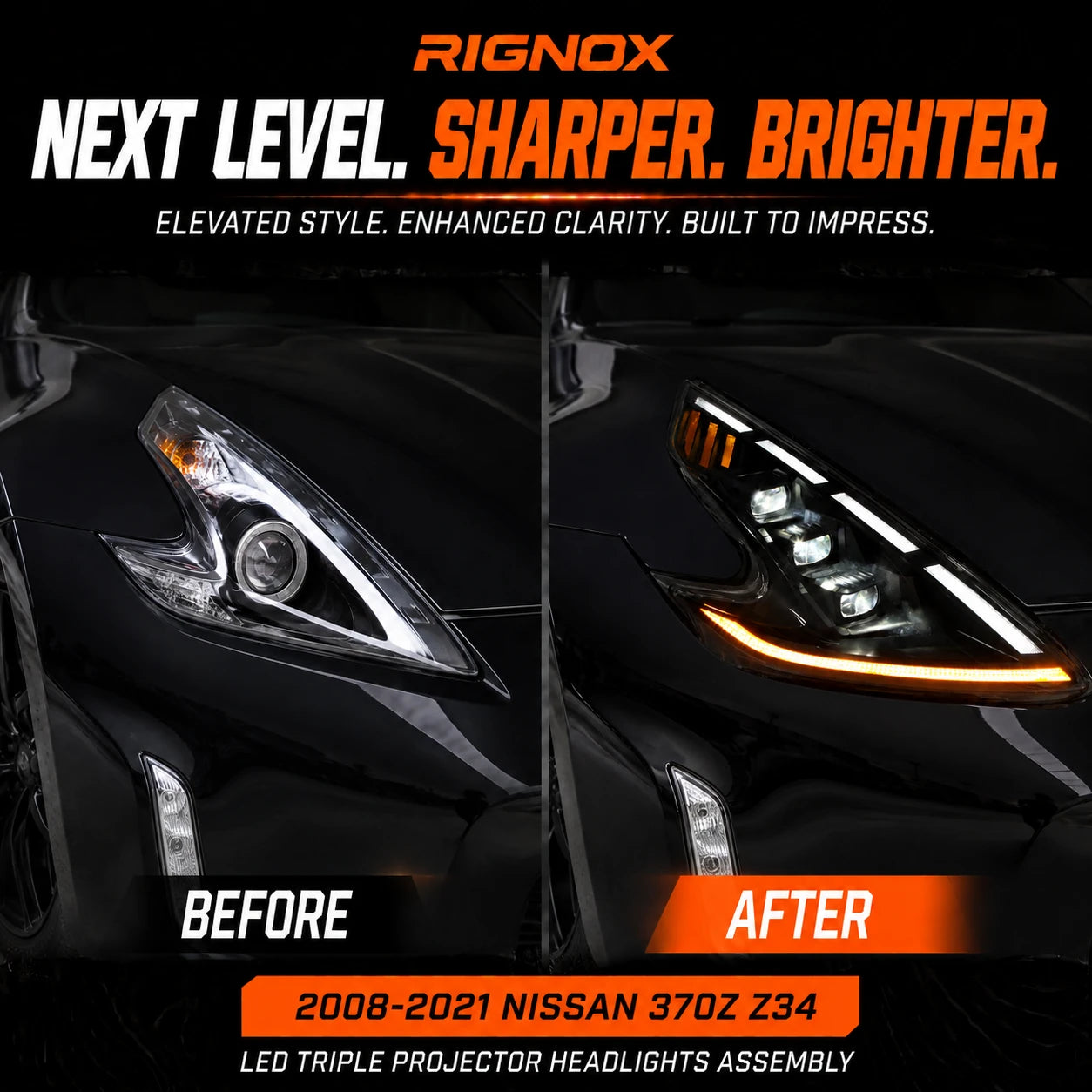 2008-2021 Nissan 370Z Z34 LED Triple Projector Headlights — next level upgrade — H-370Z