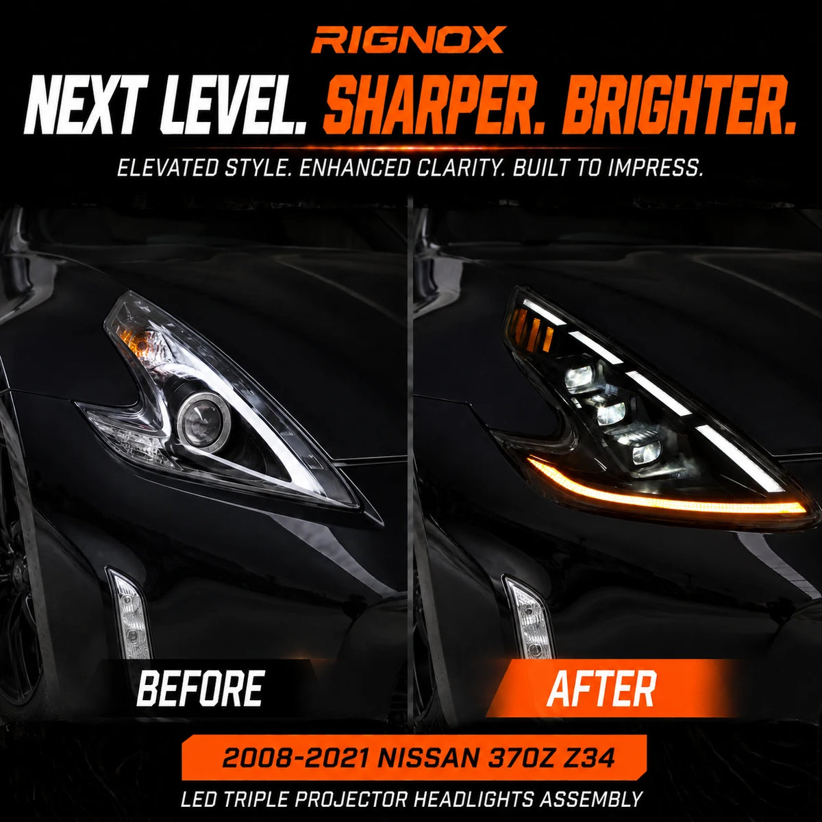 2008-2021 Nissan 370Z Z34 LED Triple Projector Headlights — next level upgrade — H-370Z