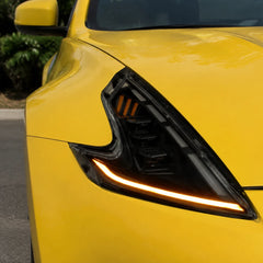 2008-2021 Nissan 370Z Z34 LED Triple Projector Headlights — sequential turn close-up — H-370Z