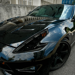 2008-2021 Nissan 370Z Z34 LED Triple Projector Headlights — lights-off close-up — H-370Z08-RGB