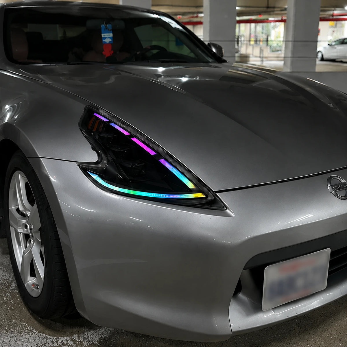 2008-2021 Nissan 370Z Z34 LED Triple Projector Headlights — rgb parking lot view — H-370Z08-RGB