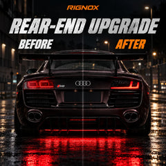 2008-2015 Audi R8 Coupe & Spyder Sequential LED Tail Lights Assembly — Pair — Rear-End Upgrade Before and After — T-R8-08-SR