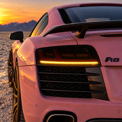 2008-2015 Audi R8 Coupe & Spyder Sequential LED Tail Lights Assembly — Pair — Pink Audi R8 Amber Turn Signal Close-Up — T-R8-08-SR