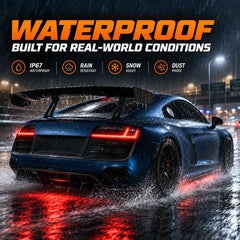 2008-2015 Audi R8 Coupe & Spyder Sequential LED Tail Lights Assembly — Pair — Waterproof Tail Lights in Heavy Rain — T-R8-08-SR