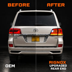 2008-2015 Toyota Land Cruiser 200 Sequential LED Tail Lights Assembly — before after comparison — T-LC200-08-SR