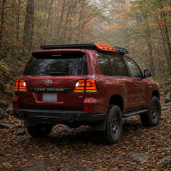 2008-2015 Toyota Land Cruiser 200 Sequential LED Tail Lights Assembly — driving in the forest — T-LC200-08-SR