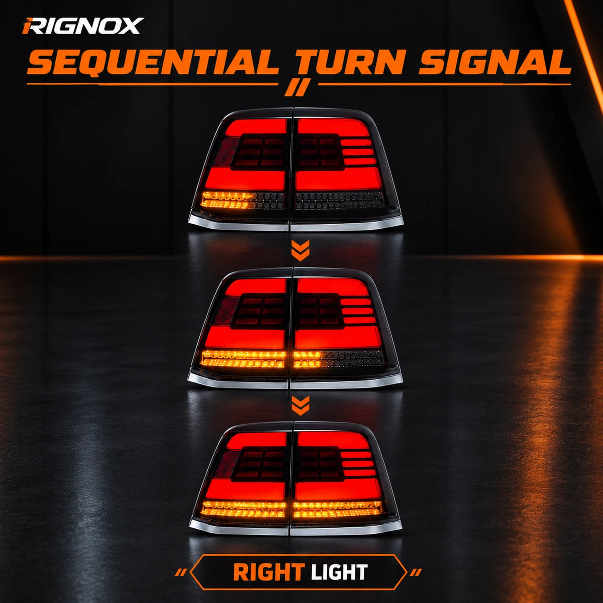 2008-2015 Toyota Land Cruiser 200 Sequential LED Tail Lights Assembly — sequential turn signal — T-LC200-08-SR